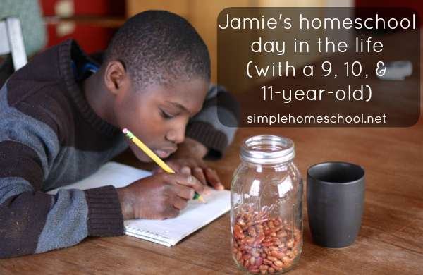 Jamie’s homeschool day in the life (with a 9, 10, & 11-year-old)